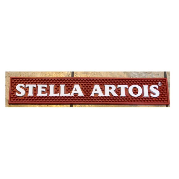Stella Artois Bar Mat Red With White Lettering Home Bar Decor - Picture 1 of 1